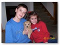 Album 9
Tanner Wilson and the Wilson crew (Denise, Wayne, Bryce and Abby)
Hi!
I wanted to write and say that everything is going great in the Wilson home. I am sending you a picture so you can see how happy they are. My new brother and sister (Bryce and Abigail) were very excited to see me Saturday night. They couldn?t believe that I slept the entire way to Roanoke.
they have introduces me to many friends and family (everyone just thinks I am sooo cute?and they are right). I have a wonderful crate to stay in while they are at work (don?t like it too much right now, but I will.) I have adjusted pretty good to their lifestyle however I do miss you and all of my brothers and sisters in PA.
Please know that I will keep you up to date on things here in Roanoke (mom wanted to send this to you yesterday but couldn?t get her computer to read the memory card?technology!!!). You always have a place to stay if you are ever headed our way! Take care and thanks for all you have done!
Love,
Tanner Wilson and the Wilson crew (Denise, Wayne, Bryce, and Abby)